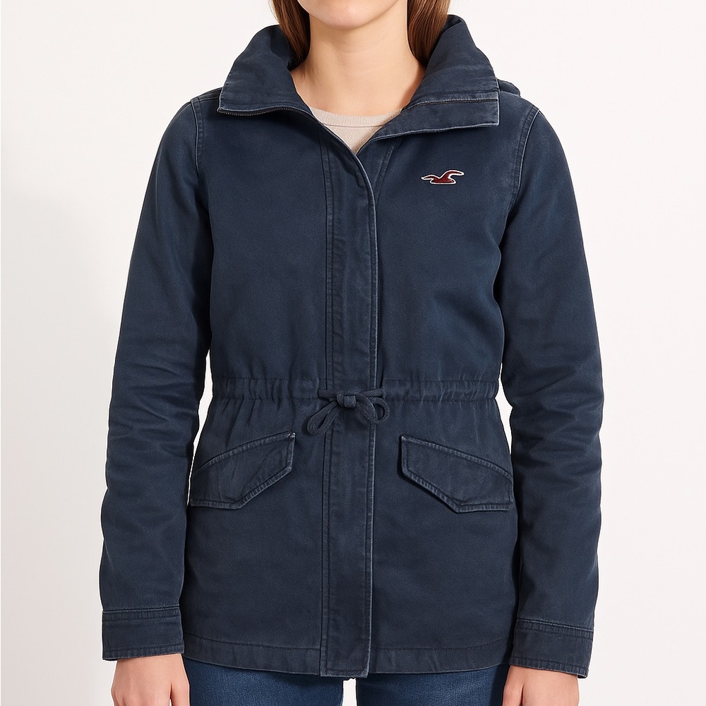 Hollister All Weather Full Zip  Hooded Women’s Size XS Blue Comfort Casual Warm